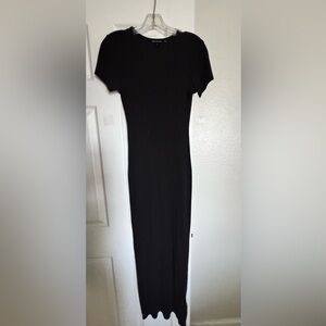 Good American, S, ribbed jersey dress shirt sleeves, black